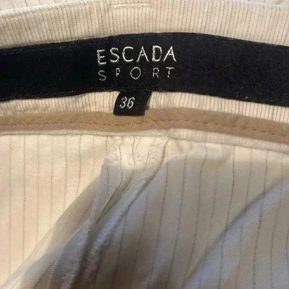 ESCADA cream pinstripe day 2 nite stylish trendy straight leg cropped pants 36 - Picture 3 of 4